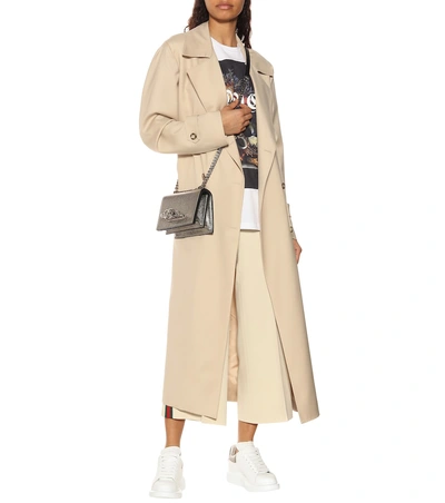 Alexander Mcqueen Oversized Metallic Leather Sneakers In White