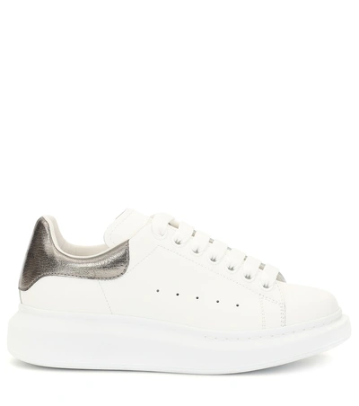 Alexander Mcqueen Oversized Metallic Leather Sneakers In White
