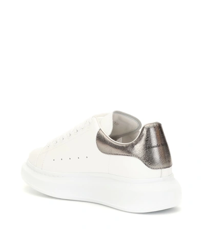 Alexander Mcqueen Oversized Metallic Leather Sneakers In White