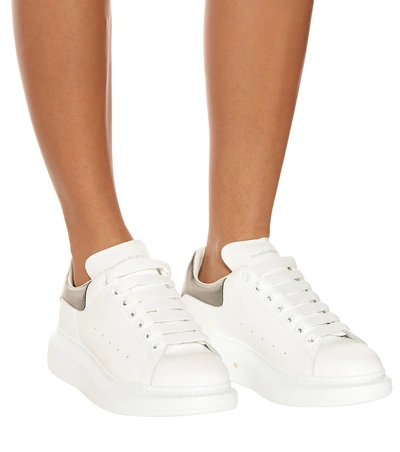 Alexander Mcqueen Oversized Metallic Leather Sneakers In White