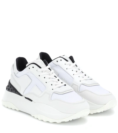 Shop Tod's Leather And Nubuck Sneakers In White