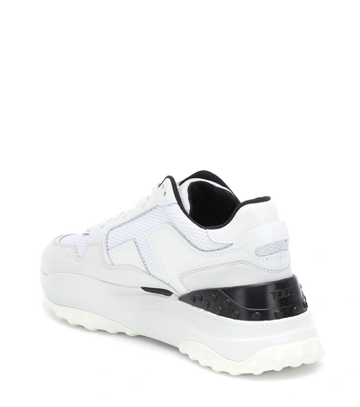 Shop Tod's Leather And Nubuck Sneakers In White