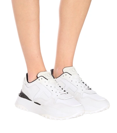 Shop Tod's Leather And Nubuck Sneakers In White