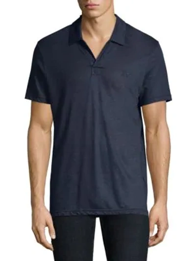 Shop Vilebrequin Men's Pyramid Linen Polo Shirt In Navy