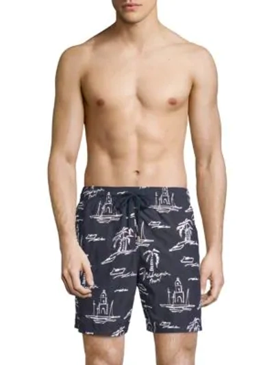 Shop Vilebrequin 22nd July St. Tropez Embroidered Swim Shorts In Navy