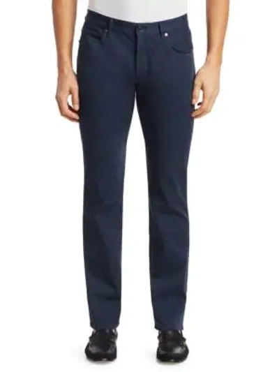 Shop Giorgio Armani Men's Micro-twill Stretch Chino Pants In Blue