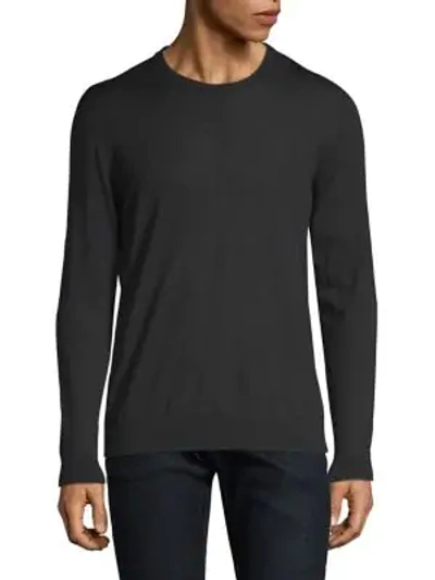 Shop Kiton Men's Wool Crew Sweater In Black