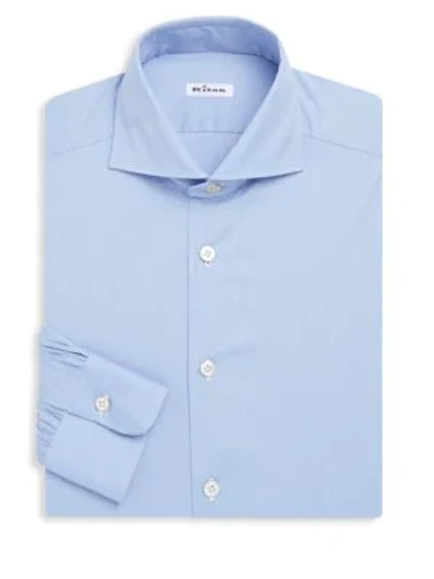 Shop Kiton Classic Cotton Dress Shirt In Light Blue