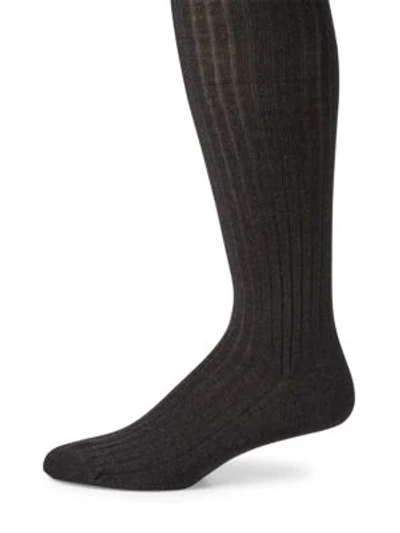Shop Marcoliani Men's Ribbed Merino Wool Blend Socks In Charcoal