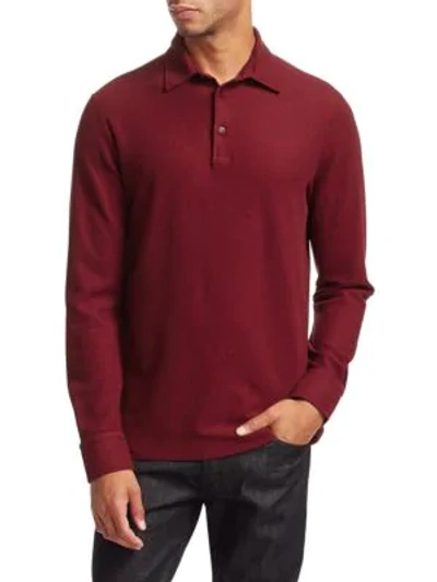 Shop Loro Piana Huckalce Long-sleeve Polo Shirt In Red