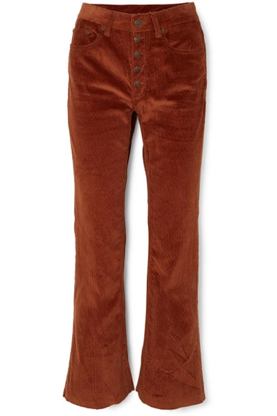 Shop Mm6 Maison Margiela Cotton-corduroy Bootcut Pants In Orange