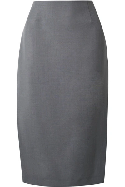 Shop Prada Mohair And Wool-blend Pencil Skirt In Gray