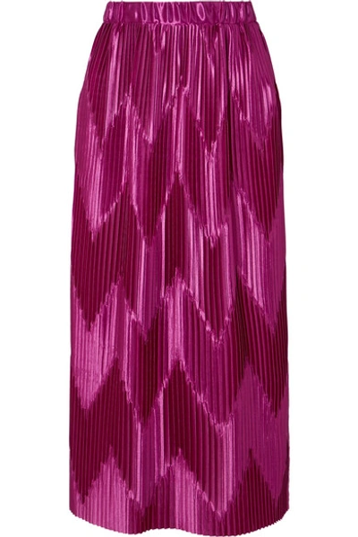 Shop Givenchy Pleated Satin Midi Skirt In Pink