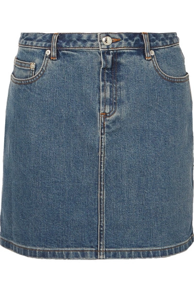 Shop Apc Denim Mini Skirt In Mid Denim