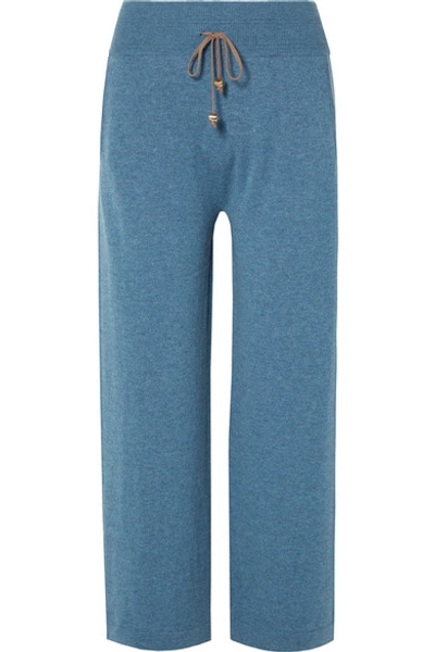 Shop Agnona Cashmere Track Pants In Blue