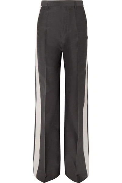 Shop Rick Owens Striped Woven Wide-leg Pants In Gray