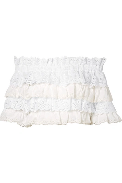 Shop Dolce & Gabbana Off-the Shoulder Tiered Broderie Anglaise Cotton And Silk-organza Top In White