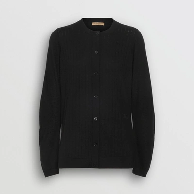 Shop Burberry Rib Knit Cashmere Cardigan In Black