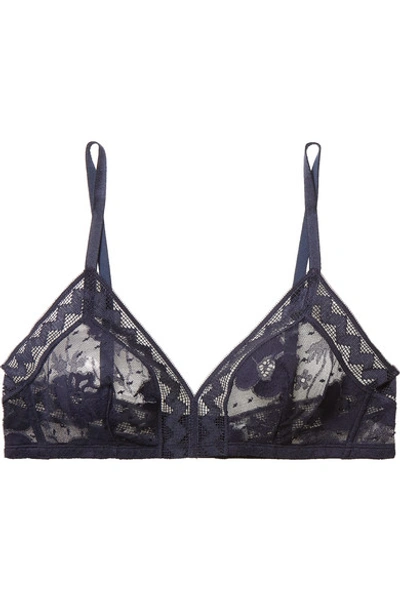 Shop Eres Rosier Stretch-lace Soft-cup Triangle Bra In Navy