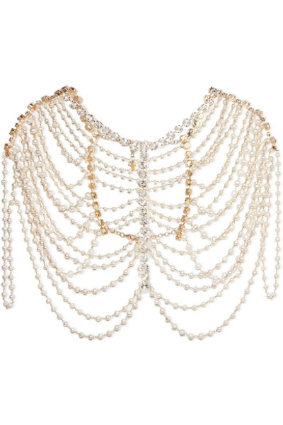 Shop Rosantica Legame Gold-tone, Pearl And Crystal Body Chain In White