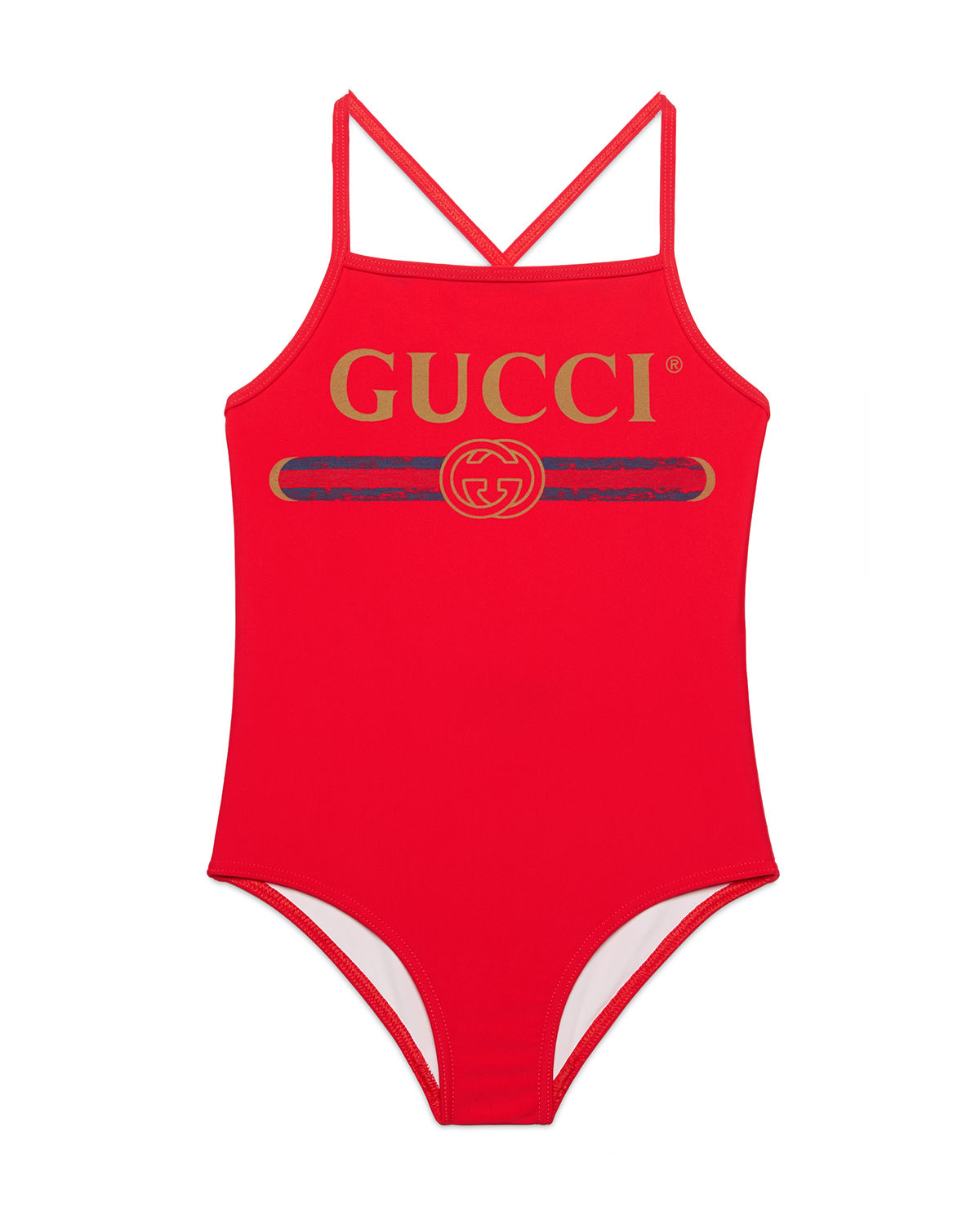 Gucci Kids' One-piece Logo Swimsuit In Candy Apple | ModeSens