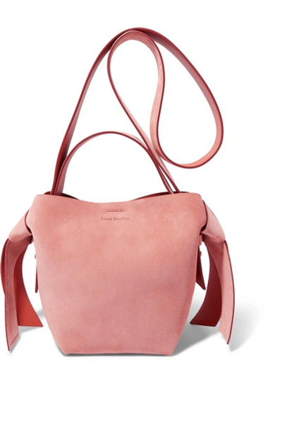 Shop Acne Studios Musubi Mini Knotted Suede Shoulder Bag In Pink