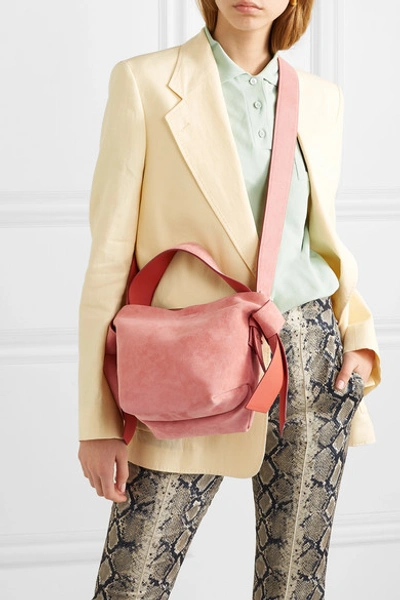 Shop Acne Studios Musubi Mini Knotted Suede Shoulder Bag In Pink