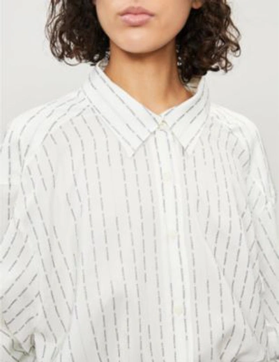 Shop Prada Logo-print Silk Shirt In Avorio