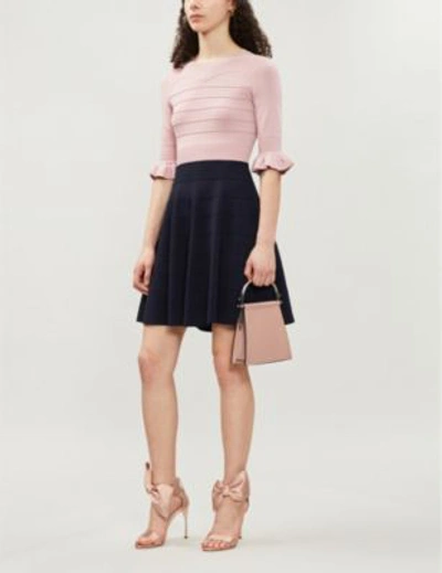 Shop Ted Baker Dyana Frill Knitted Dress In Dusky Pink