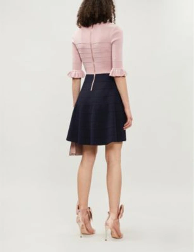 Shop Ted Baker Dyana Frill Knitted Dress In Dusky Pink