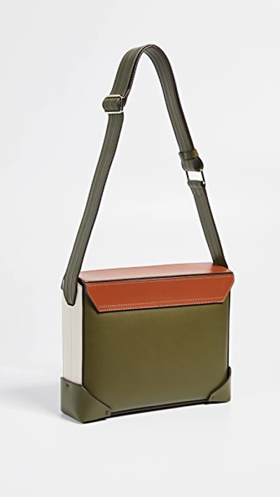 Shop Manu Atelier Bold Combo Shoulder Bag In Burgundy/khaki/redbole