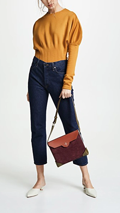 Shop Manu Atelier Bold Combo Shoulder Bag In Burgundy/khaki/redbole