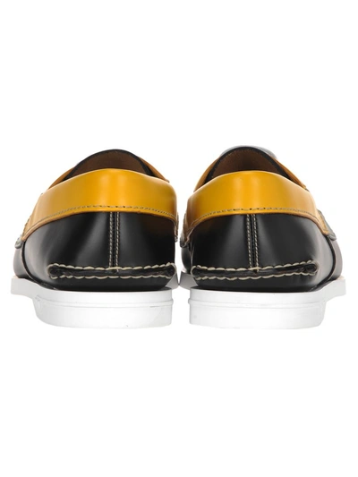 Shop Prada Colour Block Boat Shoes In Black + Yellow