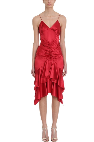 Shop Alexandre Vauthier Ruffle Slip Dress In Red