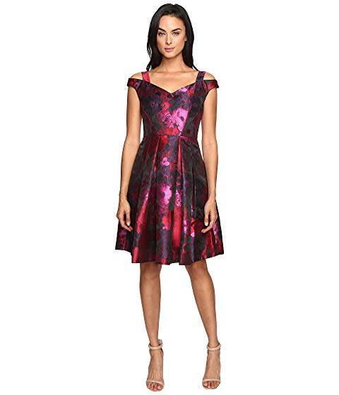 brocade fit and flare dress