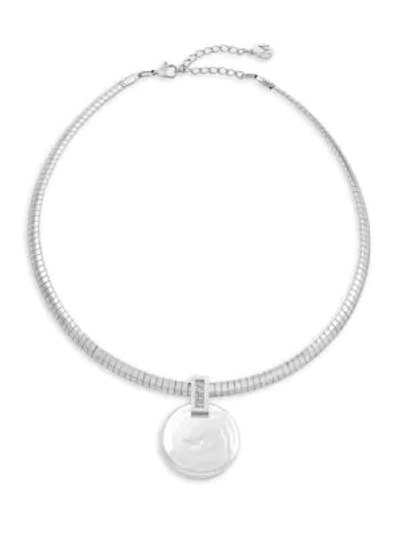Shop Majorica White Organic Coin Pearl Pendant Choker Necklace In Silver
