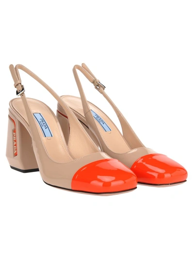 Shop Prada Bi-coloured Patent Leather Pumps In Travertino Pink + Orange