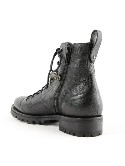 Shop Jimmy Choo Crystal Combat Boots In Black