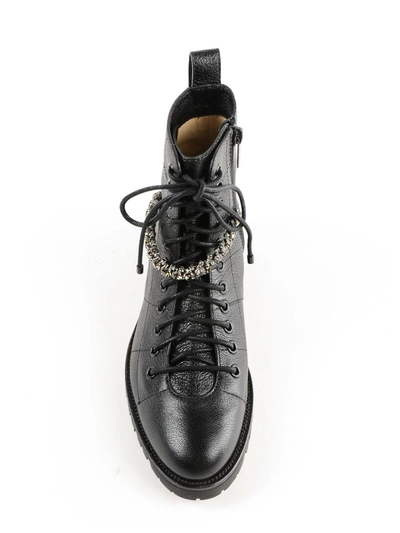 Shop Jimmy Choo Crystal Combat Boots In Black