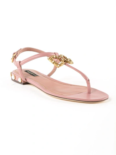 Shop Dolce & Gabbana Logo Flat Sandals