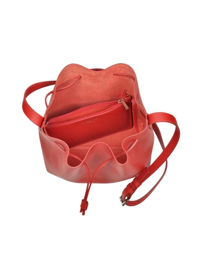 Shop Lancaster Pur & Element Saffiano Leather Bucket Bag In Red
