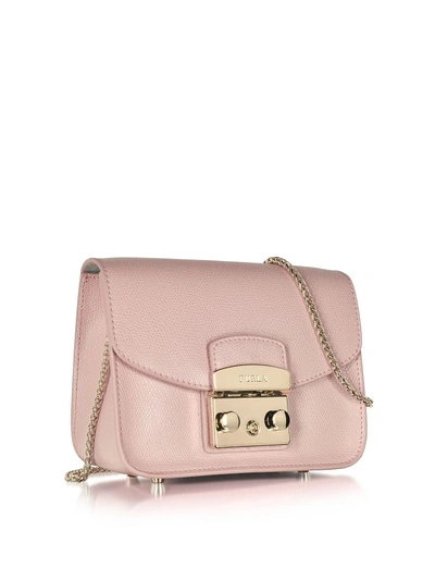 Shop Furla Metropolis Moonstone Leather Mini Crossbody Bag In Pink