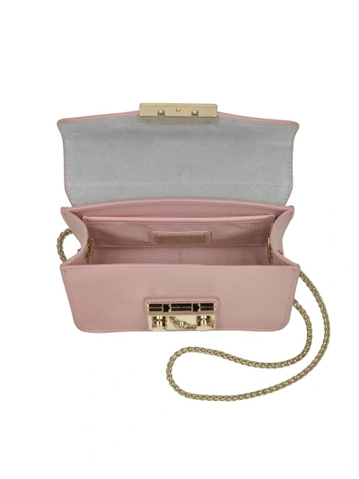 Shop Furla Metropolis Moonstone Leather Mini Crossbody Bag In Pink