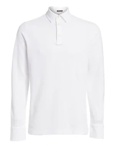 Shop Loro Piana Men's Huckalce Long-sleeve Polo Shirt In Optic