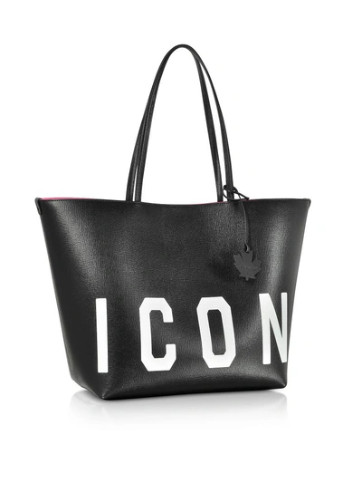 Shop Dsquared2 Saffiano Leather Icon Traveler Tote Bag In Black