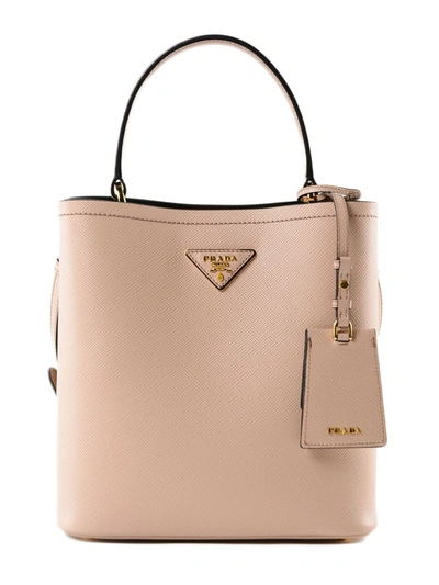 Shop Prada Saffiano City Tote In Udw Cipria/nero