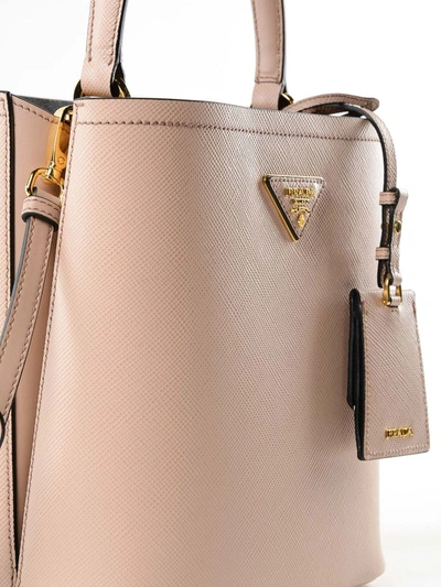 Shop Prada Saffiano City Tote In Udw Cipria/nero