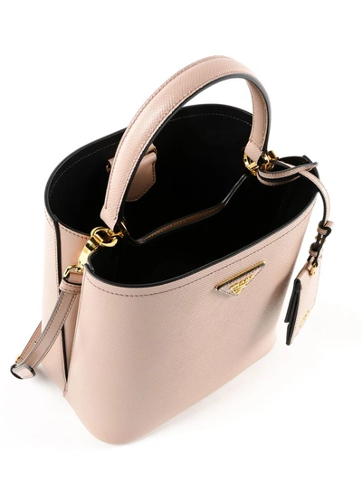 Shop Prada Saffiano City Tote In Udw Cipria/nero