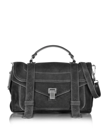 Shop Proenza Schouler Ps1 Medium Black Suede Satchel Bag