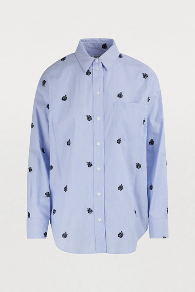 Shop Kenzo Polka Dot Shirt In Blue